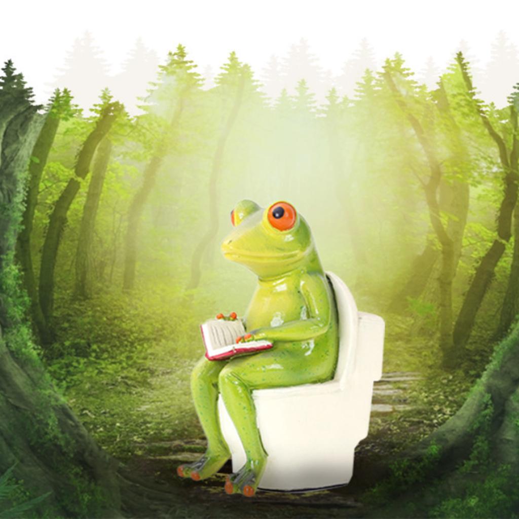Resin Frog Figurines Statue Sculpture Ornament Home Office Desk 5x8.5x11CM