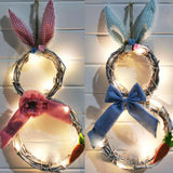 19in Easter Wreath Wall Decorating Rattan Bunny Wreath Wedding Decor Blue