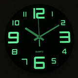 12'' Luminous Wall Clock Silent Quartz Bedroom Night Clock Large Numerals 1