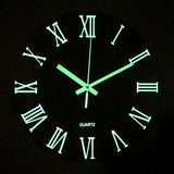 12'' Luminous Wall Clock Silent Quartz Bedroom Night Clock Roman Numerals