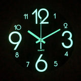 12'' Luminous Wall Clock Silent Quartz Bedroom Night Clock Large Numerals 2