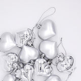 12pcs Heart Shape Baubles Valentine's Day Hanging Decoration Party Silver