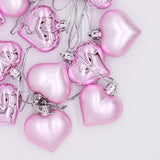 12pcs Heart Shape Baubles Valentine's Day Hanging Decoration Party Pink