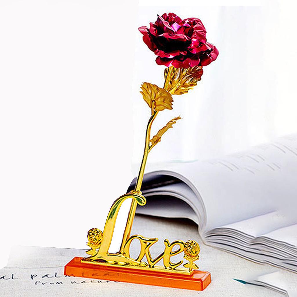24K Gold Forever Rose Artificial Dipped Flower Valentine's Day Gift for Her Base