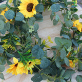 Artificial Sunflower Wreath Green Eucalyptus Leaves Front Door Wall Decor