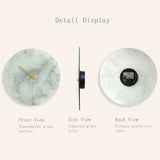 12 in Modern Silent Quartz Wall Clock Non-ticking Glass Marbling Blue White