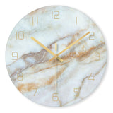 12 in Modern Silent Quartz Wall Clock Non-ticking Glass Marbling Cyan