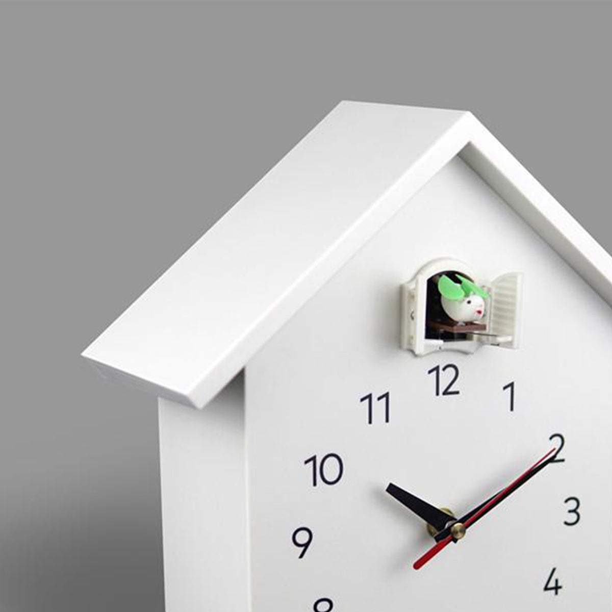 Cuckoo Wall Clock Modern Bird House Hanging Watch Home School Office White