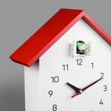 Cuckoo Wall Clock Modern Bird House Hanging Watch Home School Office Red