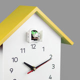 Cuckoo Wall Clock Modern Bird House Hanging Watch Home School Office Yellow