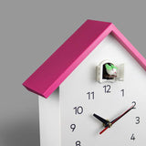 Cuckoo Wall Clock Modern Bird House Hanging Watch Home School Office Pink