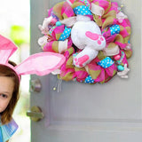 Spring Easter Bunny Door Hanger Wreath Rabbit Ribbon Home Party Wall Decor A