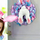 Spring Easter Bunny Door Hanger Wreath Rabbit Ribbon Home Party Wall Decor C