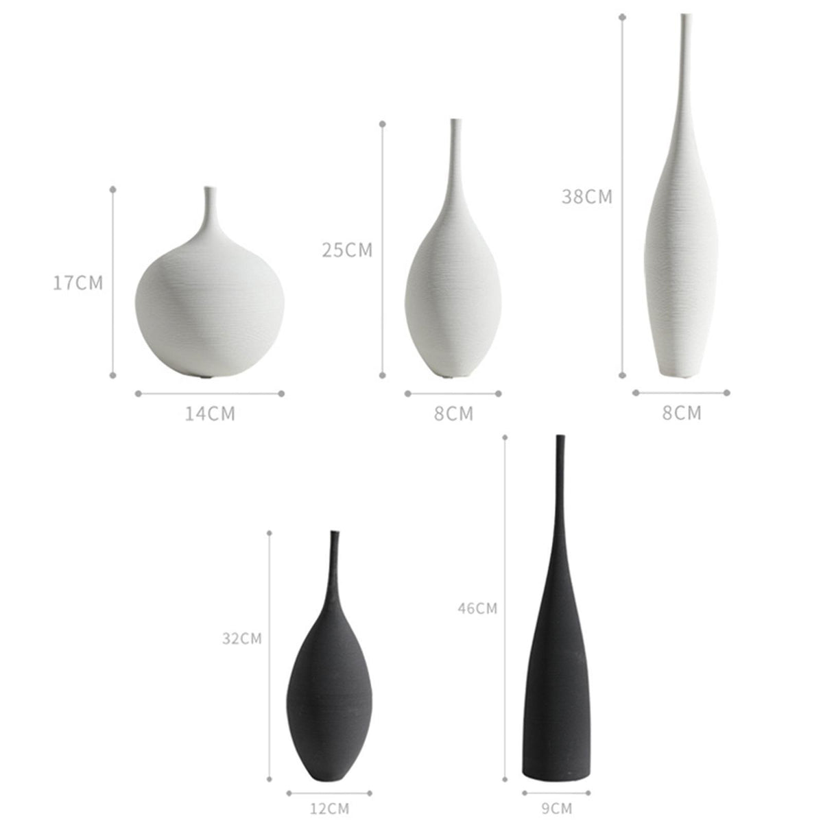 Maxbell  Minimalism Flower Vase Zen Bud Vase Tabletop Centerpiece Vases White B