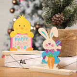 Cute Tabletop Wooden Easter Bunny Ornament Toys Gifts for Inside Style 8