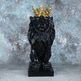 Lion Statue Wild Animal Ornament Resin Home Sculpture Figurine Decor Black