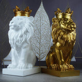 Maxbell Lion Statue Wild Animal Ornament Resin Home Sculpture Figurine Decor White