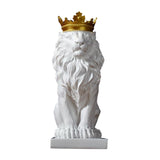Maxbell Lion Statue Wild Animal Ornament Resin Home Sculpture Figurine Decor White