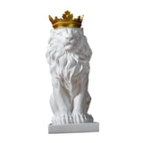 Maxbell Lion Statue Wild Animal Ornament Resin Home Sculpture Figurine Decor White