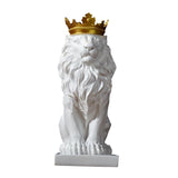 Maxbell Lion Statue Wild Animal Ornament Resin Home Sculpture Figurine Decor White