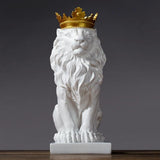 Maxbell Lion Statue Wild Animal Ornament Resin Home Sculpture Figurine Decor White