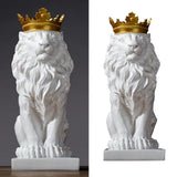 Maxbell Lion Statue Wild Animal Ornament Resin Home Sculpture Figurine Decor White