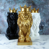 Lion Statue Wild Animal Ornament Resin Home Sculpture Figurine Decor Golden