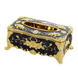 Home Rectangular Tissue Paper Box Case Holder Cover Black Golden