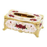 Home Rectangular Tissue Paper Box Case Holder Cover Golden White Red