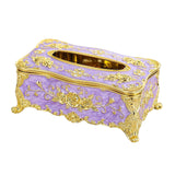 Home Rectangular Tissue Paper Box Case Holder Cover Pearl purple Golden