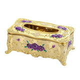 Home Rectangular Tissue Paper Box Case Holder Cover Golden Purple