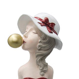 Resin Sculpture Desktop Statues Creative Bubble Girl Figure Figurines Red