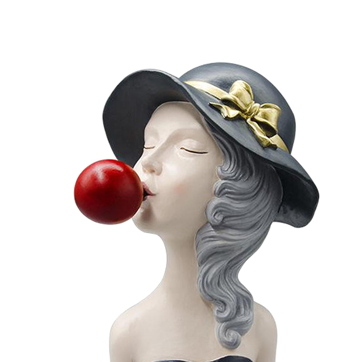 Resin Sculpture Desktop Statues Creative Bubble Girl Figure Figurines Gray