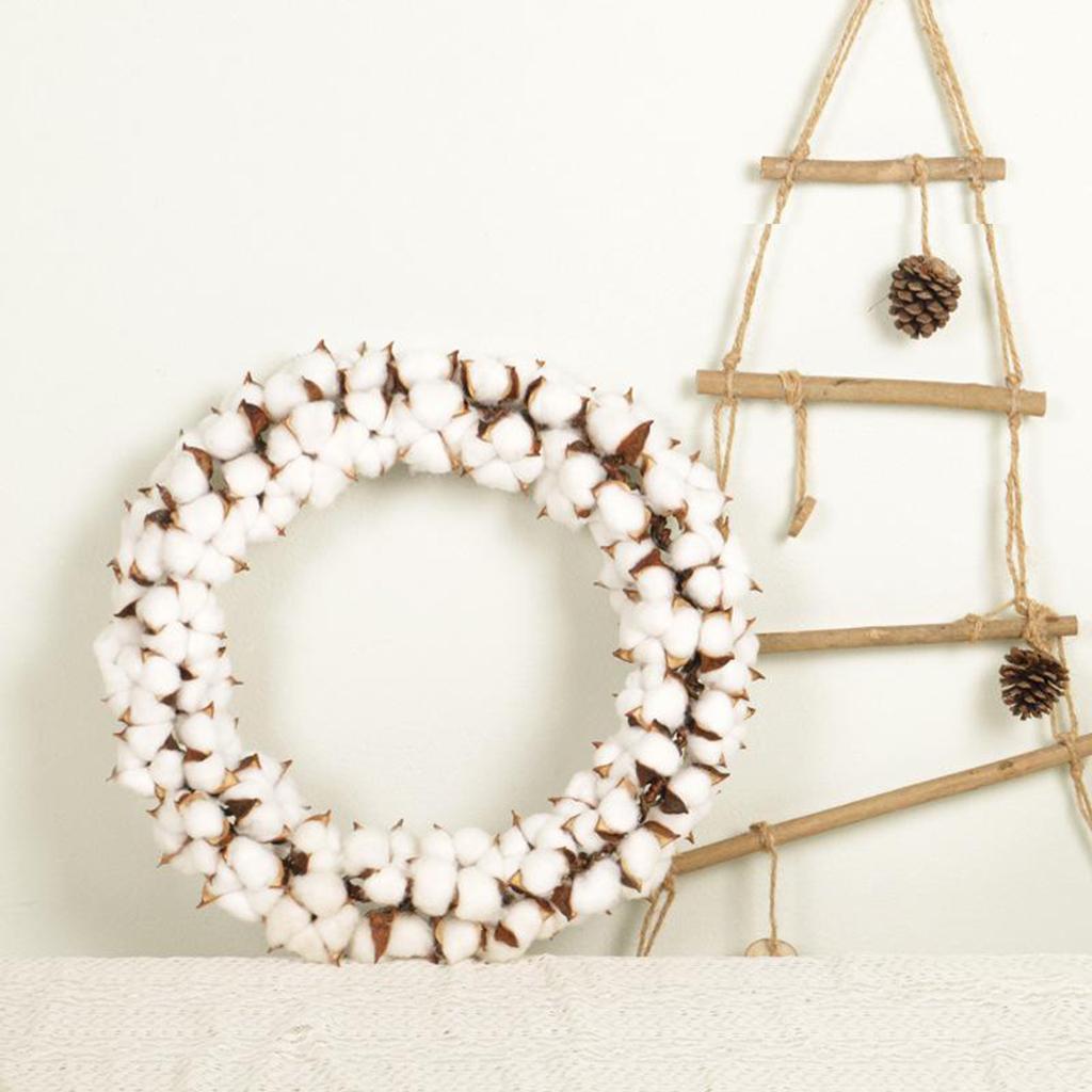 Farmhouse Cotton Flower Wreath 16in Garland Front Door Outdoor Wedding Decor