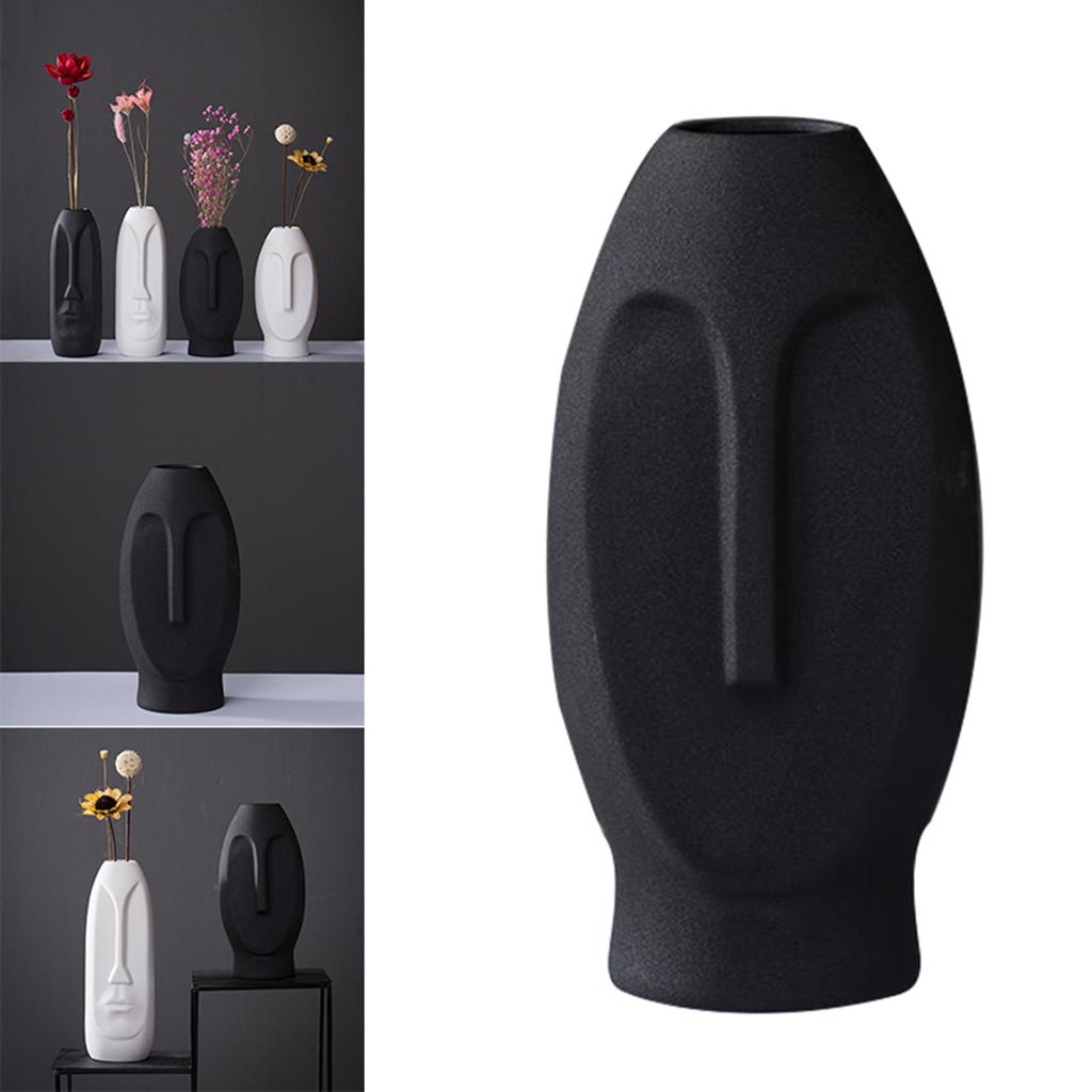 Maxbell  Ceramic Vase For Dried Stems Bunch Flower Arrangement Black 9.5x18.5cm