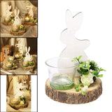 Nordic Style Easter Bunny Candle Holder Cute Wood Rabbit Glass Cup Decor C