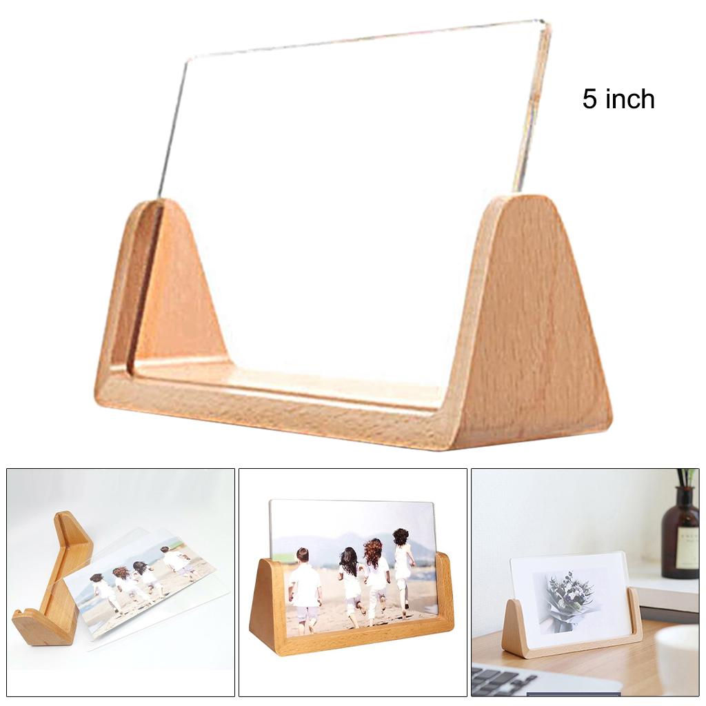 Photo Frame Picture Frames Wooden Base Clear Acrylic Cover Home Decor 5inch