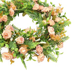 Flower Wreath Round Garland Plastic Leaves Party Hanging Ornament Rose