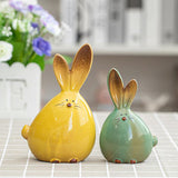 2pcs Rabbits Sculpture Decorative Ornament Figurine Statue April Easter