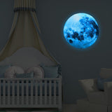 Full Moon Wall Sticker Astronomy Space Themed Decal for Kid Bedroom Blue