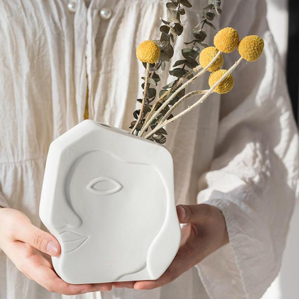 Maxbell  Ceramic Plant Pot Vase Planter Table Decorative Ornament White 12.5x15cm