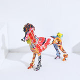 Painted Graffiti Figurine Dog Sculpture Statue Resin Craft Home Decor Garden