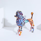 Graffiti Dog Figurine Poodle Sculpture Resin Statue Home Decor Yard Crafts