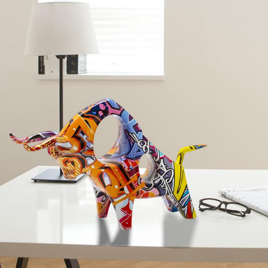 Bull Sculpture 29x10x18cm Artist Tabletop Shelf Animal Ox Figurine Type A