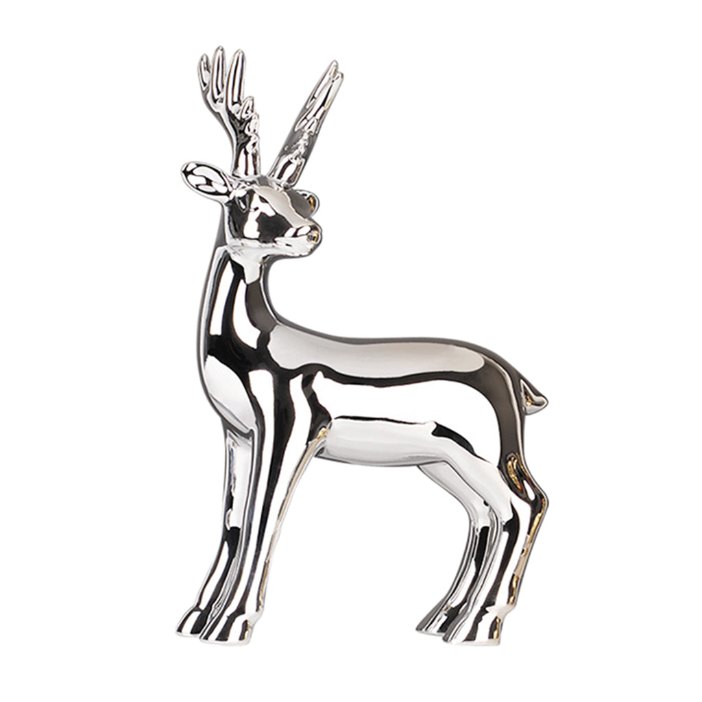 Free-Standing Reindeer Figurine Deer Statue Animal Sculpture Home Silver