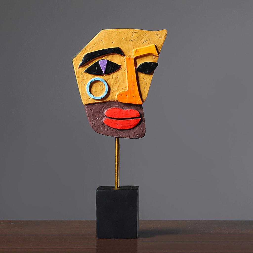 Abstract Face Sculpture Ornament Figurine Office Cabinet Desktop Decor C