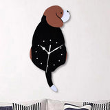 Cartoon Acrylic Swing Quartz Wall Clock Dog Tail Kids Room Nursery Decor D