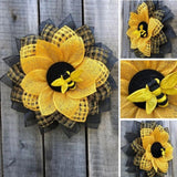 Bee Sunflower Wreath Garland for Spring Front Door Wall Hanging Decorations