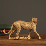 Retro Cheetah Statue Figurine Leopard Sculpture Home Office Decor Ornaments Walking Leopard