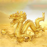 Dragon Figurine Noble Gold Statue Table Decor for Wealth Luck Collectible S